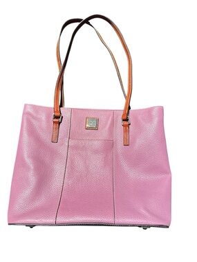 Dooney & Bourke Pink Pebbled Leather Tote with Tan Straps